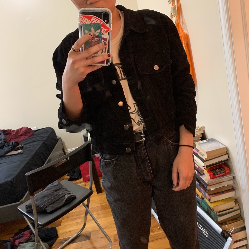 Corduroy Black Cropped Jacket